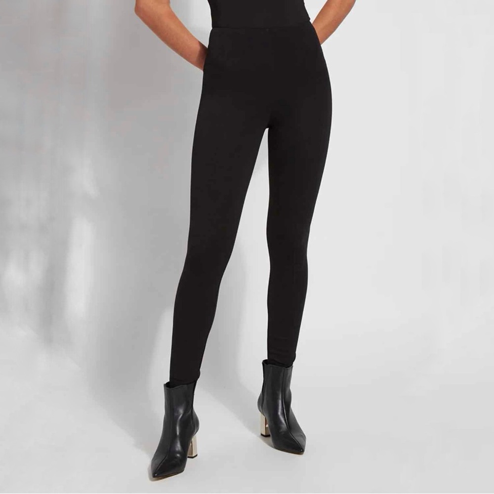 Lysse Taylor Ponte Knit Seamed High Waist Leggings Black Small